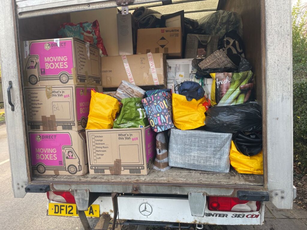 Packed moving truck
